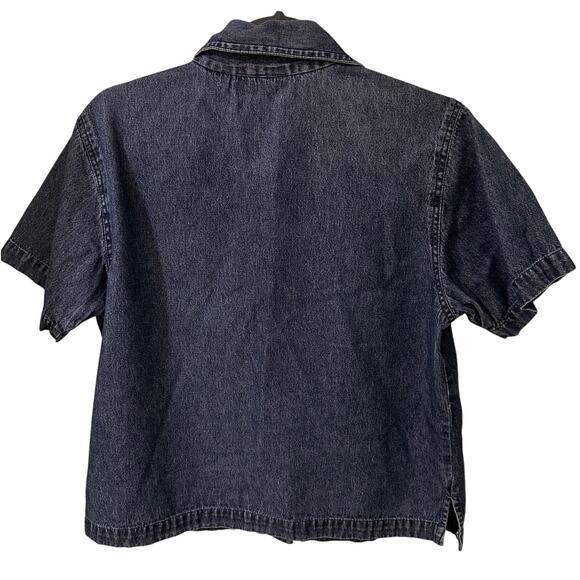 VTG New Direction Embroidered Flamingo Denim Button Front Shirt, size S - Picture 9 of 9